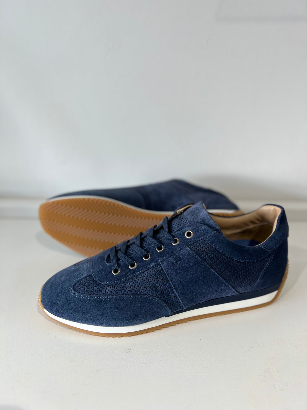 Navy Suede Trainer